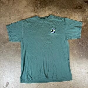 Vintage 90s teal sisters Oregon fishing tee with embroidered logo men's Medium